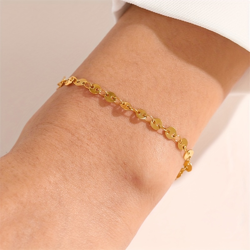 Women's Minimalist Round Link Chain Bracelet, Daily Wear